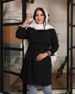 مانتو زنانه سایز بزرگ شیدا جنس کتان کاغذی قد 95