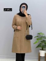 مانتو یقه گرد زنانه جنس شانتون ژاکارد سایز بزرگ - تصویر 9