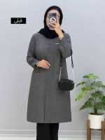 مانتو یقه گرد زنانه جنس شانتون ژاکارد سایز بزرگ - تصویر 8