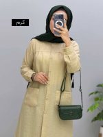 مانتو یقه گرد زنانه جنس شانتون ژاکارد سایز بزرگ - تصویر 7