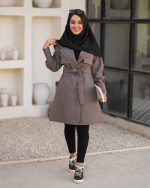مانتو دانشجویی دو یقه آستین مچی جنس پرشیا قد 85 - تصویر 4