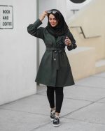 مانتو دانشجویی دو یقه آستین مچی جنس پرشیا قد 85 - تصویر 3