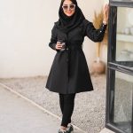 مانتو دانشجویی دو یقه آستین مچی جنس پرشیا قد 85