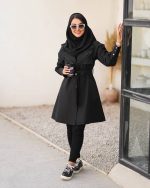 مانتو دانشجویی دو یقه آستین مچی جنس پرشیا قد 85