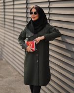 مانتو دیپلمات مغزی بلند جیب کاربردی جنس دیپلمات راه راه - تصویر 4