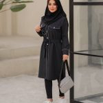 مانتو دیپلمات مغزی بلند جیب کاربردی جنس دیپلمات راه راه