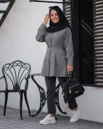 مانتو کوتاه دانشجویی جیب کاربردی جنس پرشیا - تصویر 4
