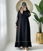 عبا پروانه جنس الیزه جک بلک گلدوزی - تصویر 3
