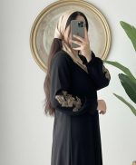 عبا پروانه جنس الیزه جک بلک گلدوزی
