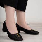 کالج مجلسی 4 سانت LV  رویه ساتن 37تا40 تک رنگ مشکی