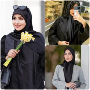 روسری ساتن ترک جنس سان رنگ مشکی