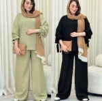 ست شومیز و شلوار زنانه رستا مدل بگ | پارچه صوفیا گرم بالا | فری سایز 40 تا 48 | شومیز